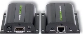 HDMI-extender via Ethernet Cat5e/6/6a/7 tot 60 m met IR-ontvanger, zwart