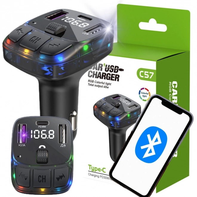 Multifunctionele auto FM-zender met snel opladen