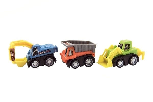 Set van mini kunststof auto's 5cm bouwmachines 6st op blister