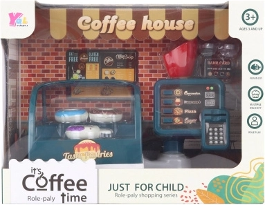 Kunststof kinderspeelgoed-koffiezaak met kassa