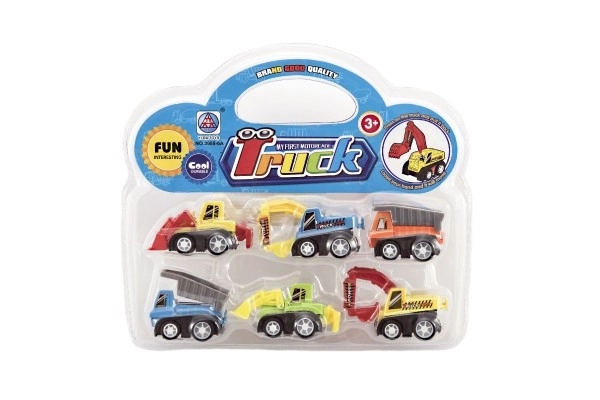 Set van mini kunststof auto's 5cm bouwmachines 6st op blister