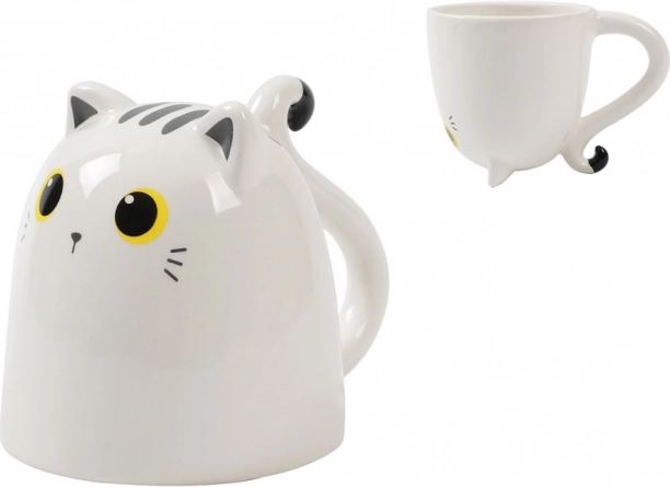 Mok met witte kat Up & Down
