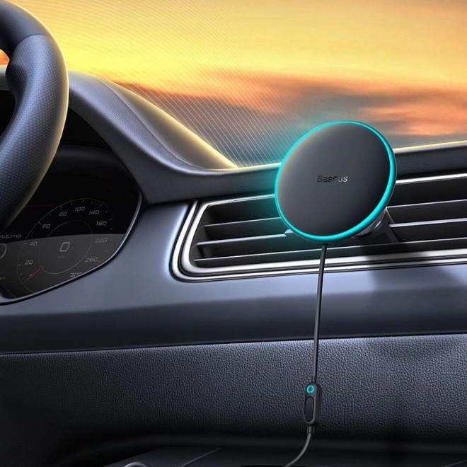 Magnetische telefoonhouder voor in de auto Baseus CW01 voor ventilatierooster met autolader USB-C, 15W + 25W (zwart)