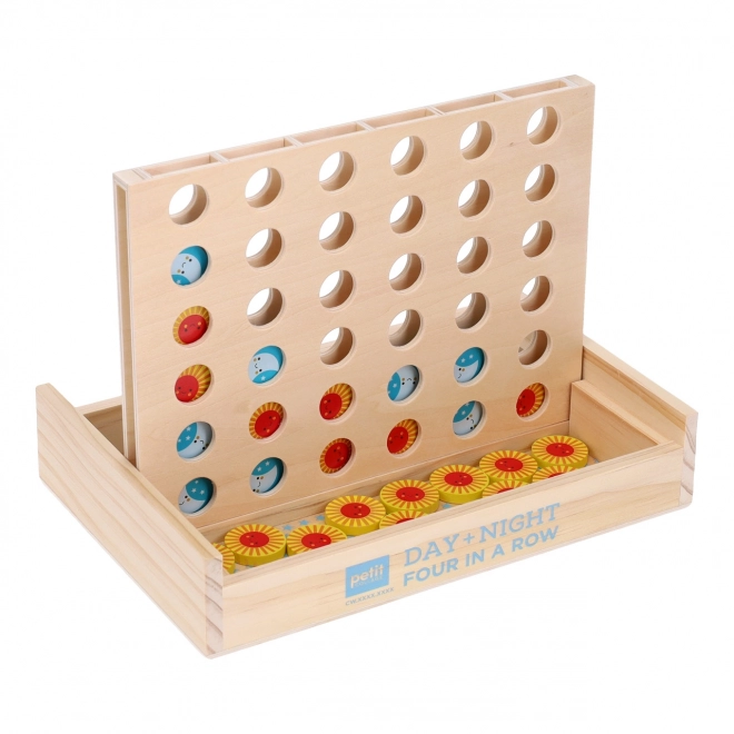 Houten spel Vier op een rij dag en nacht