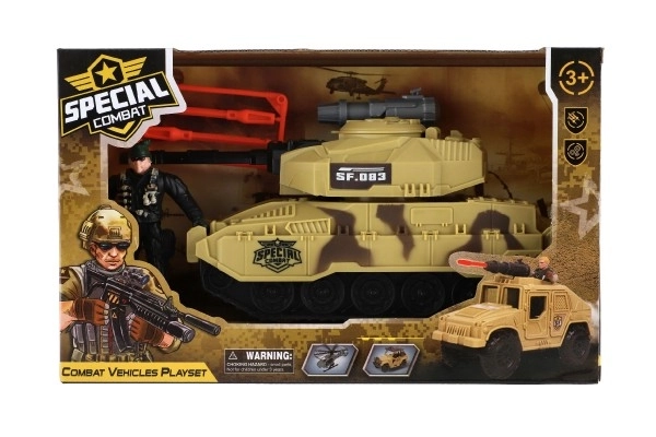 Plastic tank met soldaatje voor vrije beweging
