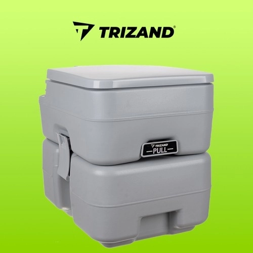 Trizand 24498 Draagbaar campingtoilet 20 + 12 l, grijs
