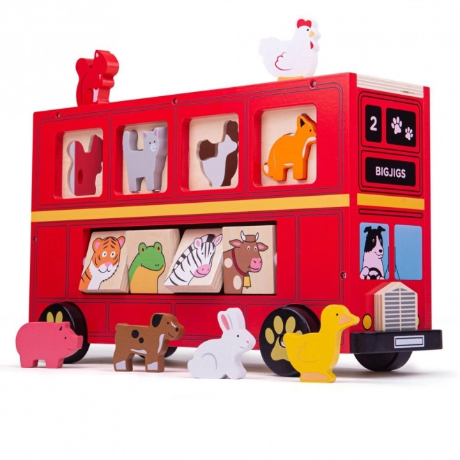 Houten bus met diertjes Bigjigs