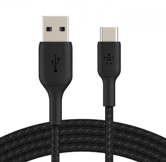 Gevlochten kabel USB-C naar USB-A 2m zwart