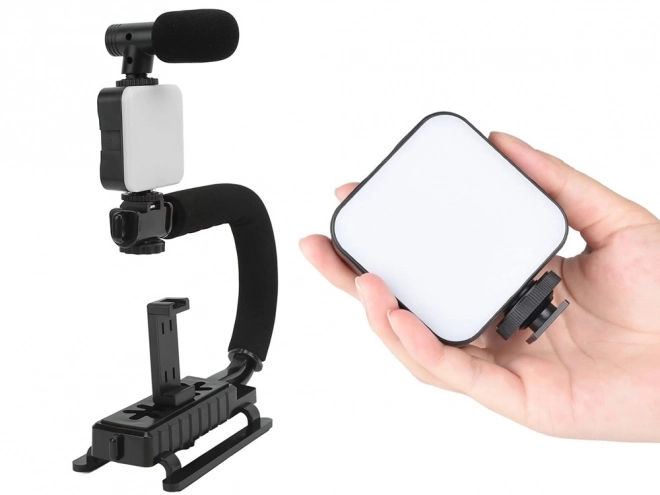 Vlogset met houder, LED-licht en microfoon