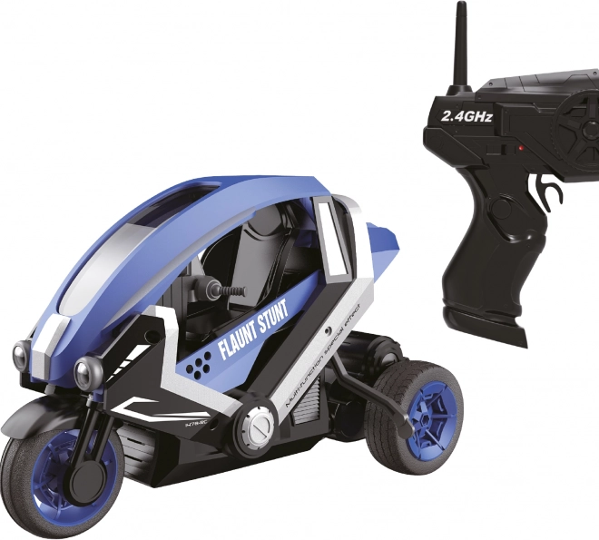 Driewieler op afstandsbediening met stunttrucs 25 cm blauw