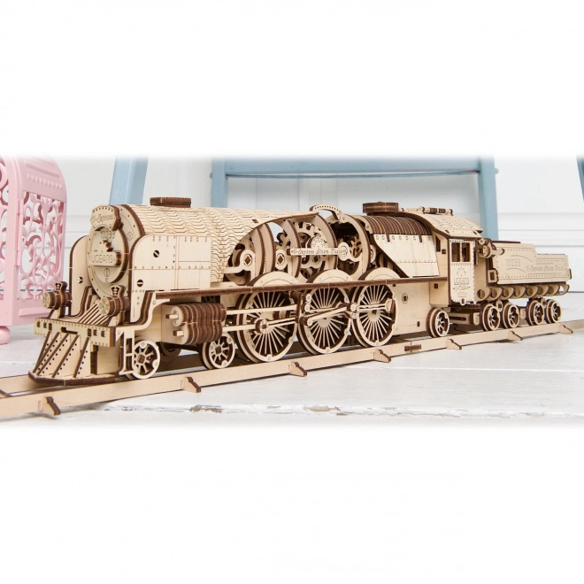 Ugears 3D puzzel - Locomotief V-express met wagon 538 delen