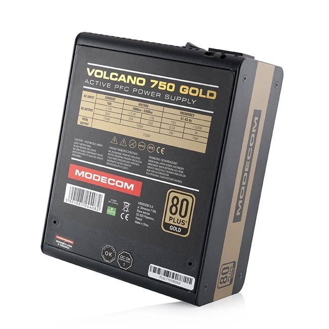 Voeding Modecom Volcano 750W Goud met 120mm ventilator