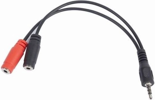 Adapter jack 4‑pin (M) naar 2× jack (V) 20 cm