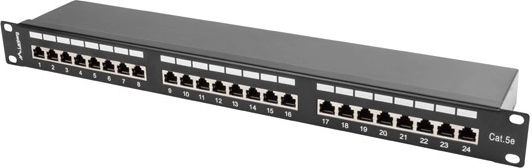 Patchpanel 24 poorten 1U categorie 5E zwart afgeschermd