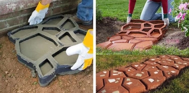 Mal voor betontegels met een zeshoekige vorm