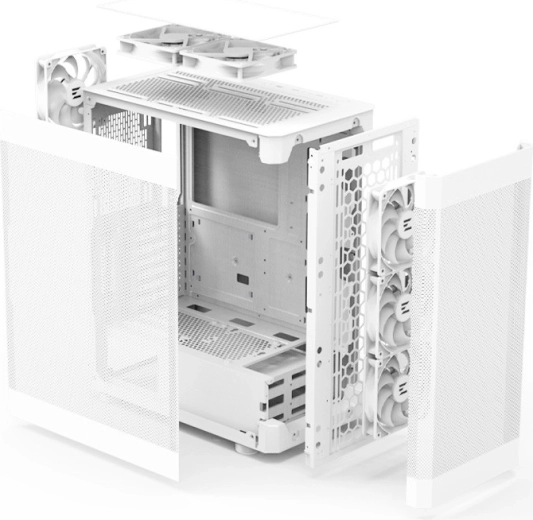 Zes voorgeïnstalleerde 120mm ventilatoren