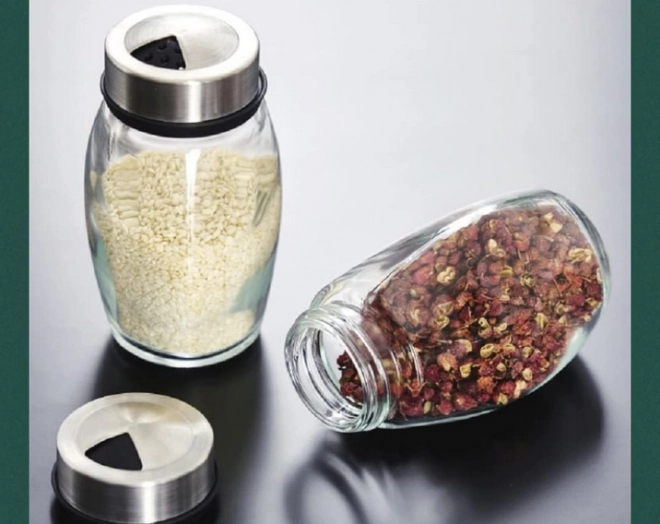 Draaibare kruidenorganizer met glazen potten