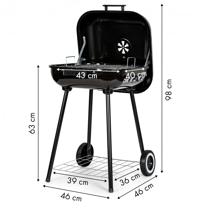 Tuinbarbecue met uitklapbare deksel + wielen