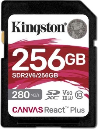 Kingston Canvas React Plus 256GB 280/150 MB/s U3 V60 SD-geheugenkaart