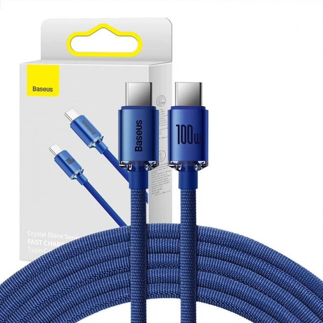 Baseus Crystal Shine USB‑C naar USB‑C kabel 100 W, 1,2 m – Blauw