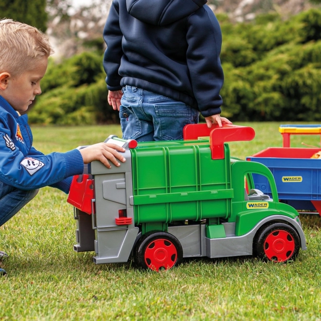 Wader functionele vuilniswagen 65 cm groen set met container van plastic