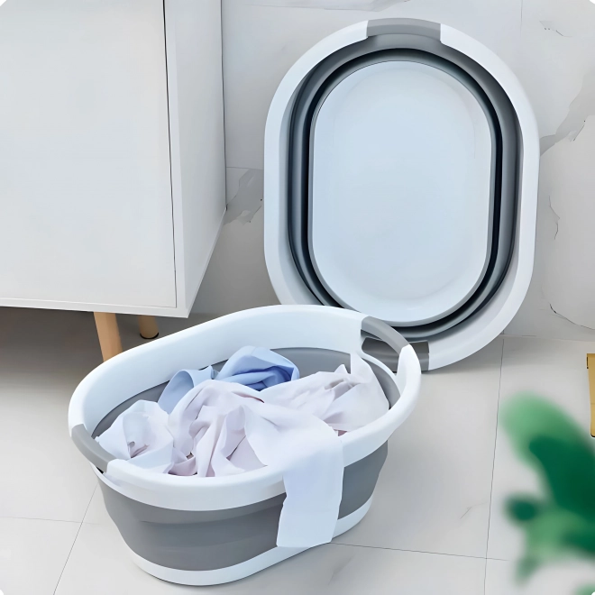 Opvouwbare wasmand wit-grijs 20 L van ModernHome
