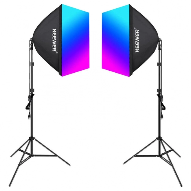 Neewer NK800 set met dubbele softboxen en RGB-lampen