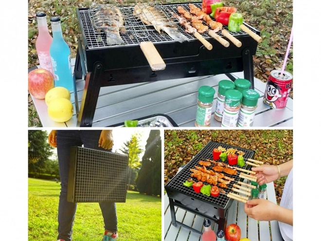 Draagbare inklapbare houtskoolbarbecue voor kamperen en BBQ