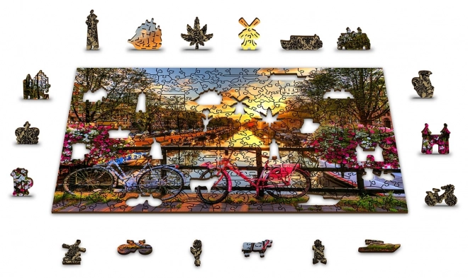 Houten puzzel fietsen in Amsterdam