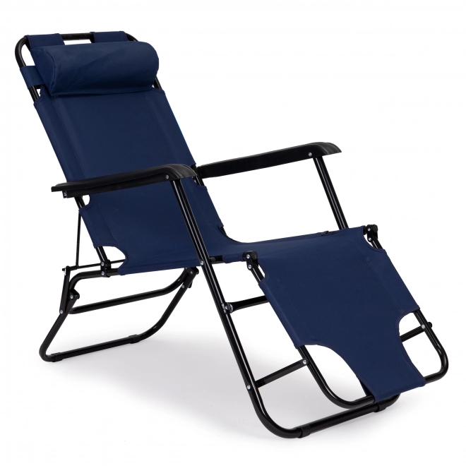 Tuinligstoel met hoofdkussen blauw