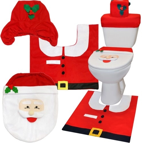 Kerst toilet hoes met tapijt Ruhhy 22360