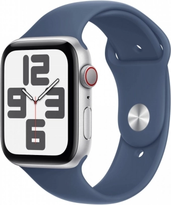 Apple Watch SE GPS + Cellular 40 mm zilverkleurig aluminium met sportband Denim M/L