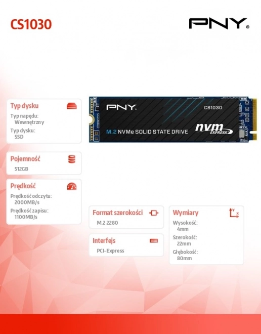 SSD-schijf 512GB M.2 2280 PCIe