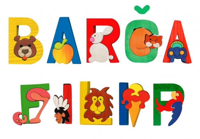 Houten letter A met autootje voor kinderen