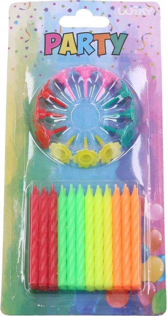Gekleurde partykaarsen 24 stuks met neon houders