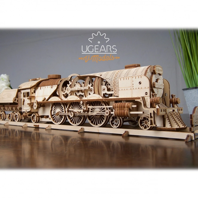 Ugears 3D puzzel - Locomotief V-express met wagon 538 delen