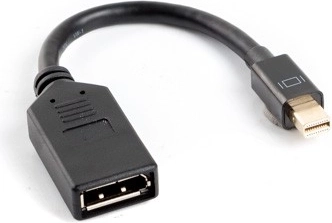 Adapter van Mini DisplayPort naar DisplayPort op kabel 10 cm zwart