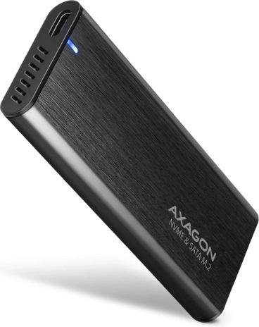 Externe aluminium schroefloze AXAGON-behuizing met USB‑C 3.2 Gen 2 voor M.2 NVMe / SATA SSD