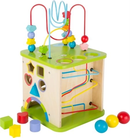Small Foot Houten Inleg Motorische Kubus met Doolhof-5-in-1