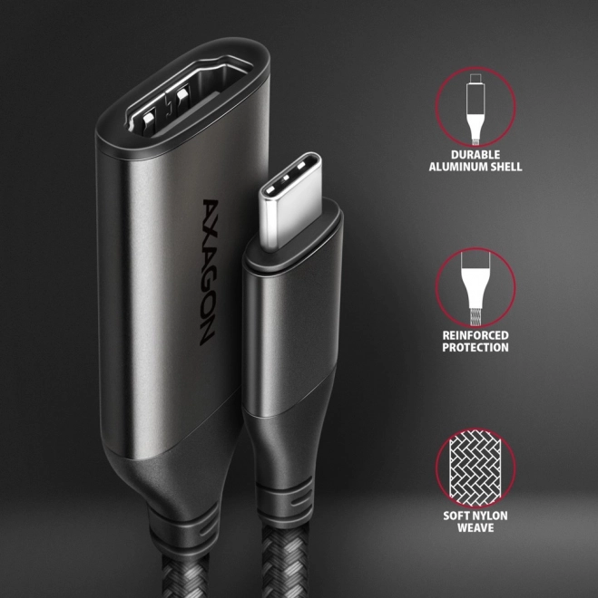 Adapter USB-C naar HDMI 4K/60Hz aluminium, 25 cm kabel