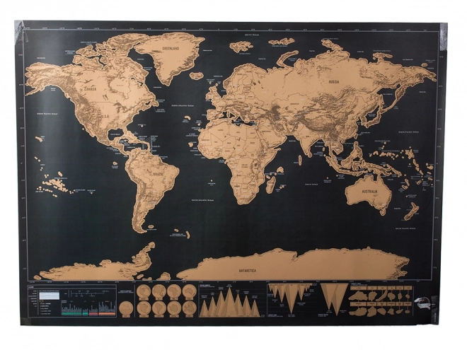 Grote krasbare wereldkaart 82 x 59 cm