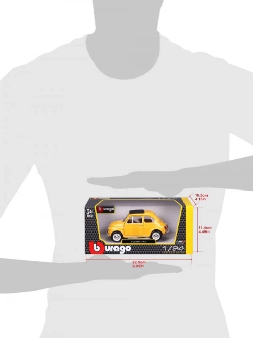 Bburago modelauto Fiat 500 F 1965 geel 1:24