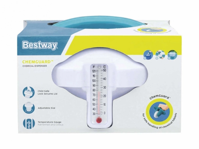 Vlotterende chemiedispenser voor zwembadwater met thermometer