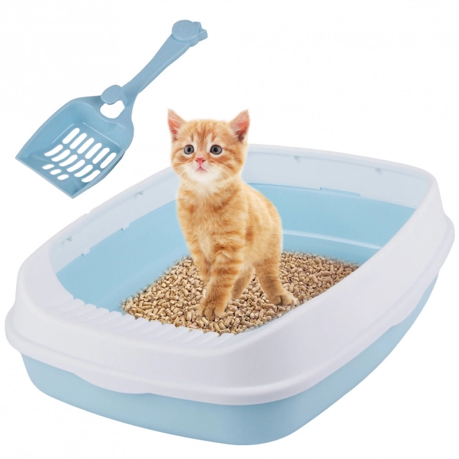 Open kattenbak met schep