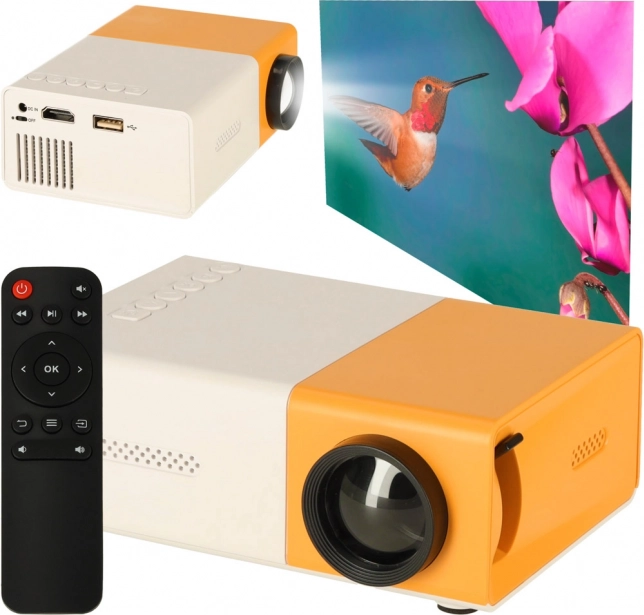 Mini-projector LED met TFT LCD, 24–60 inch, HDMI/USB, 1080p-ondersteuning – wit-oranje
