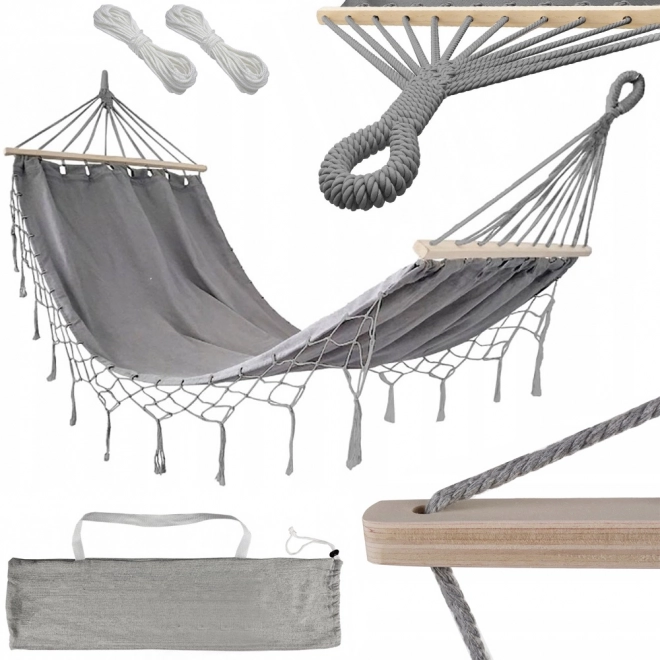Tuin hangmat XL met houten spreidstokken