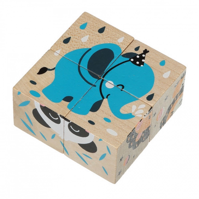 CUBIKA 15429 Vrolijke Dierenvriendjes - 4 stapelblokken met plaatjes