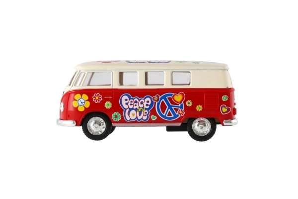 Bus Kinsmart VW Klassiek metaal/plastic 13 cm met terugtrek