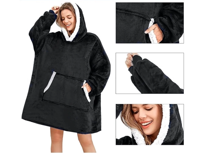 Warme oversized hoodie met bont en capuchon