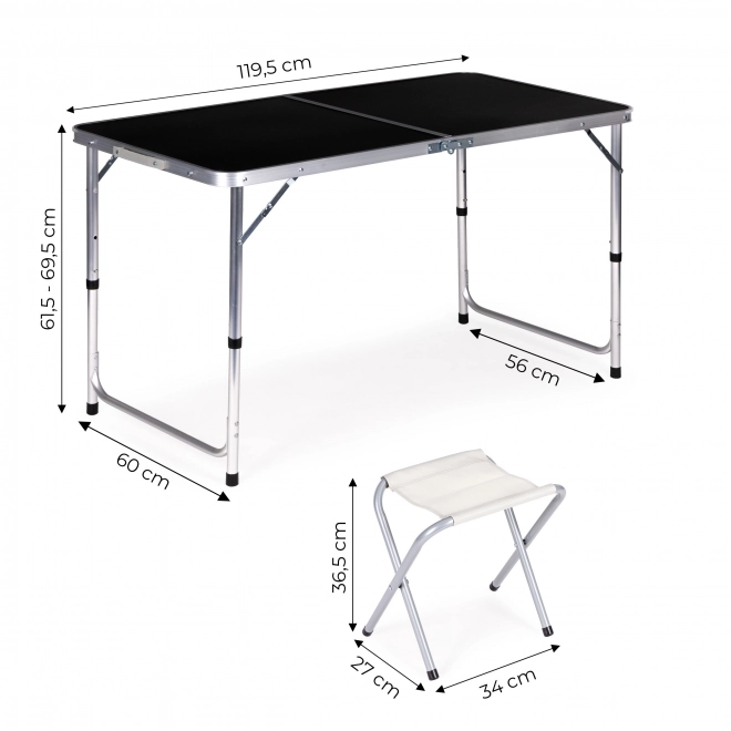 Opvouwbare kampeerset met tafel en vier stoelen